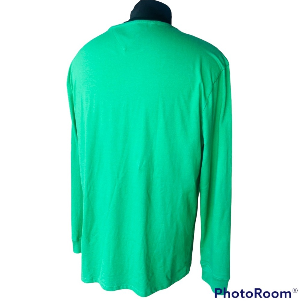 Tommy Hilfiger Men's Long Sleeve Logo T Shirt Green - Picture 4 of 6